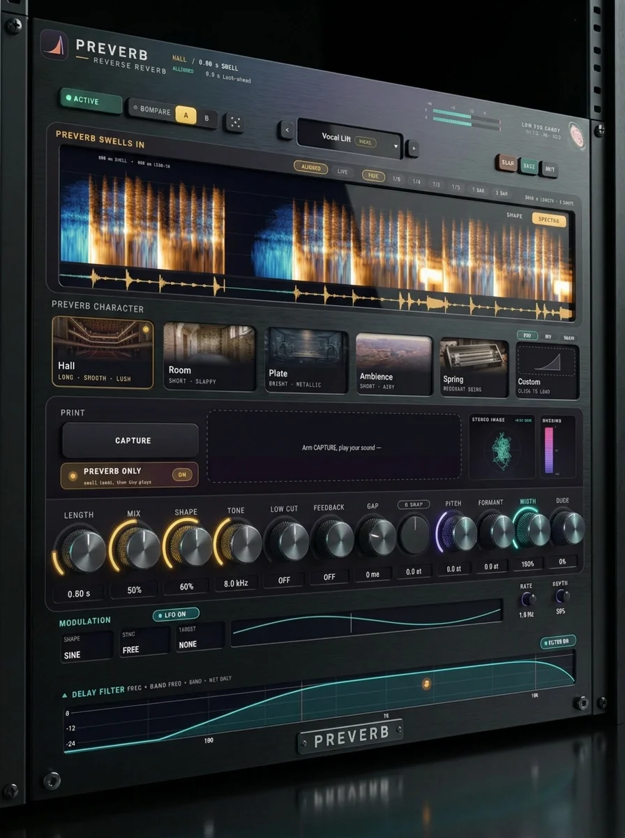 Preverb reverse reverb plugin interface